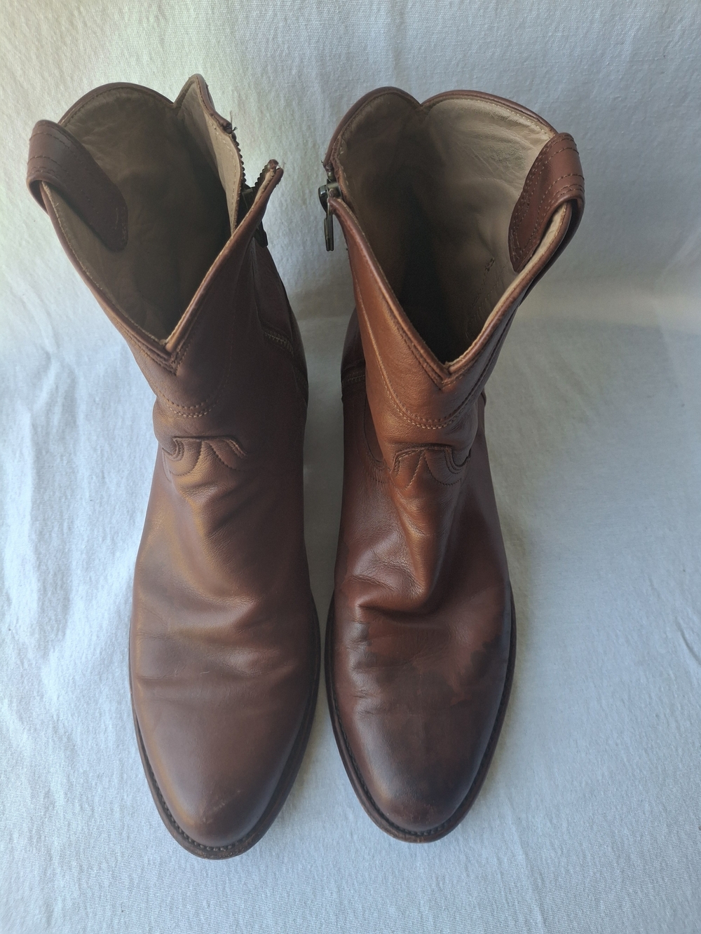 Tecovas Brown Leather Cowboy Zip-Back Boots